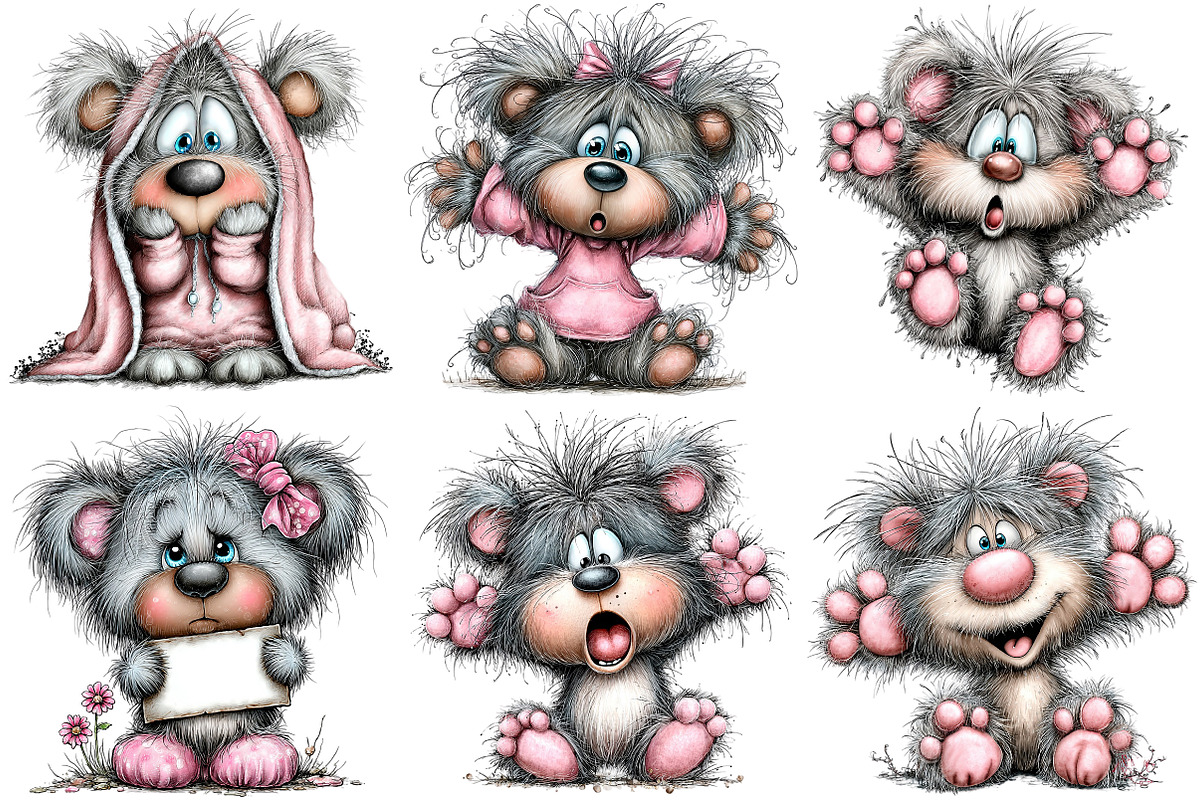 Funny Panic teddy bear Clipart, an Illustration by Craft Nest (Photo 11 of 11)