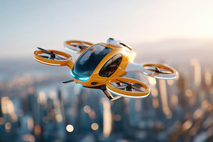 Modern drone in urban setting, a Transportation Photo by AlyaAnd