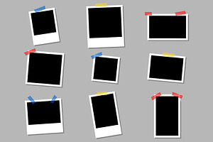 Photo frames with strip tape.