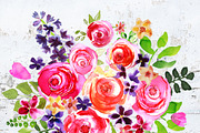 Watercolor Bouquet Clipart Handpaint, a Decorative Illustration by Download Graphic Art (Thumbnail 3 of 6)