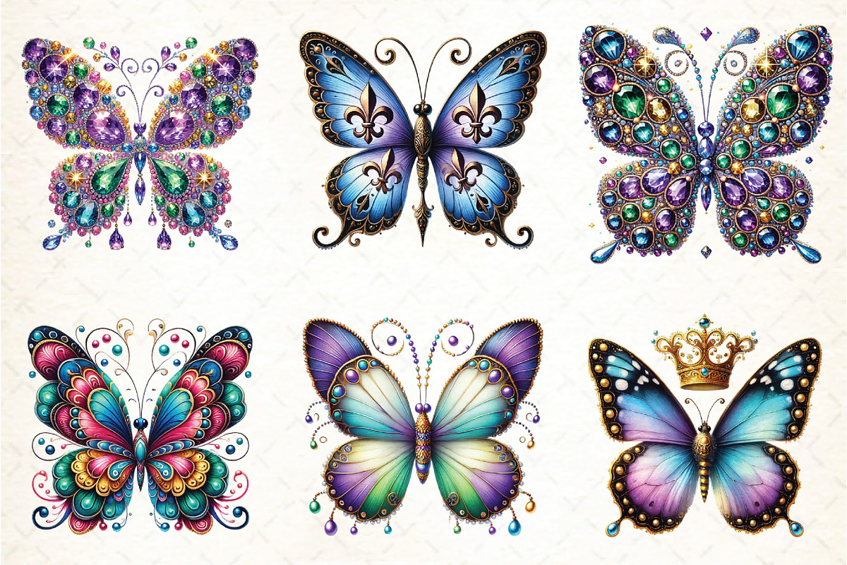 Watercolor Mardi Gras Butterfly, an Illustration by DreamCafeArt (Photo 3 of 3)