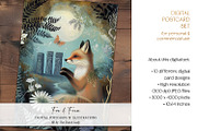Fox & Fern Postcard Illustration Set, an Animal Illustration by The Dutch Lady Designs (Thumbnail 5 of 8)
