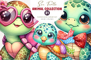 Kawaii Sea Turtle Clipart, an Illustration by CreationArt (Thumbnail 1 of 6)