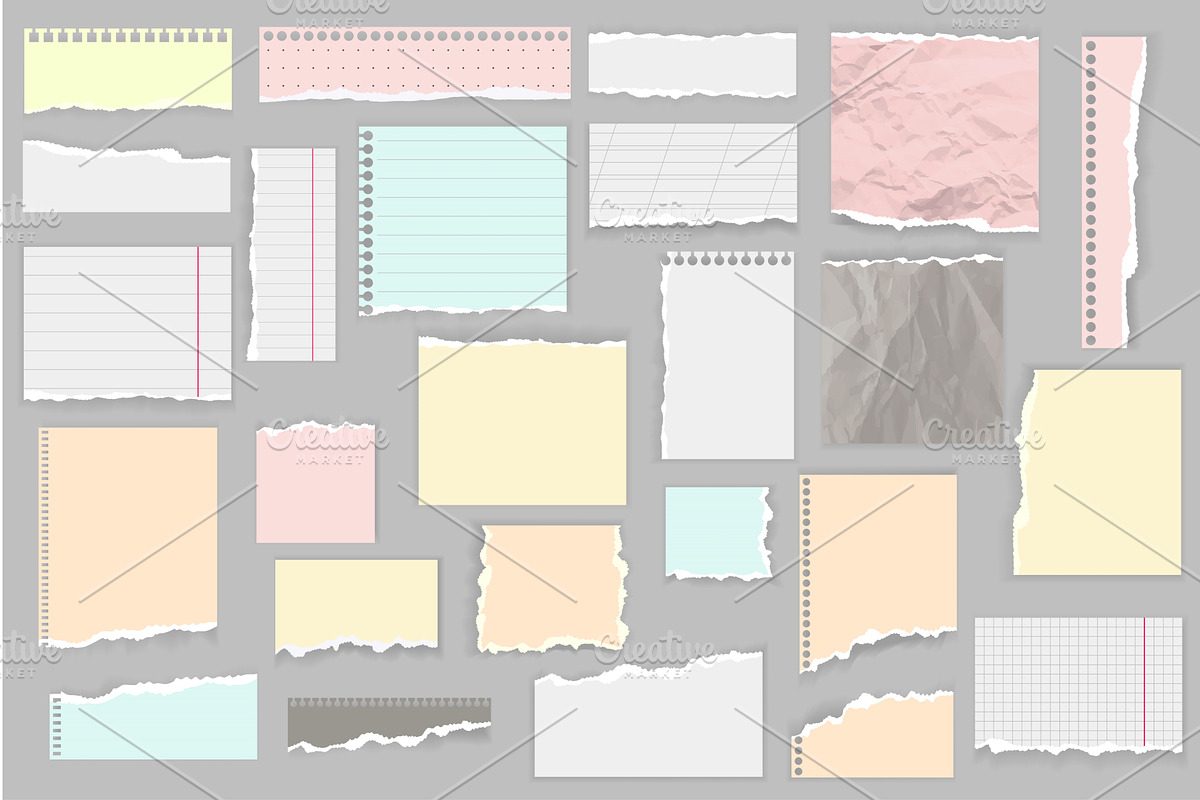 Ripped Papers Vector Set, a Finance Illustration by alexdndz