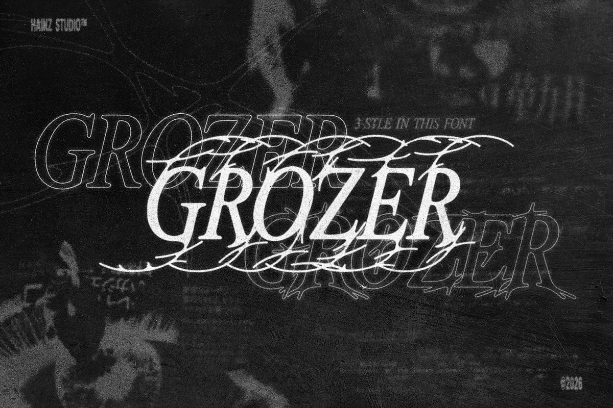 GROZER - Display Font, a Serif Font by Hainz Studio (Photo 1 of 12)