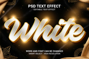 White Gold Editable 3D Text Effect