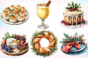 Watercolor Holiday Dinner Clipart, an Illustration by Canvas Craft (Thumbnail 3 of 3)