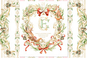 Watercolor Christmas frame, monogram, a Seasonal Illustration by WonderWonder (Thumbnail 1 of 11)