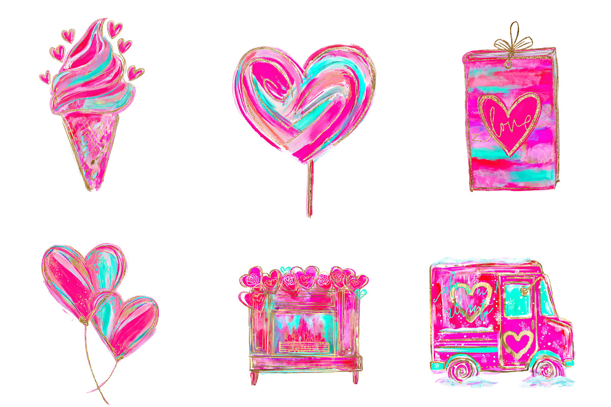 watercolor valentine day clipart, an Illustration by CreationArt (Photo 4 of 7)