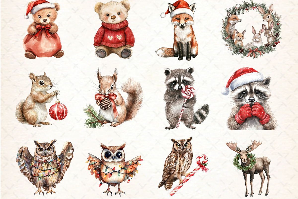 Woodland Christmas Clipart, an Animal Illustration by DreamCafeArt (Photo 4 of 4)