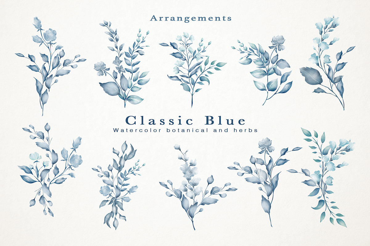 Classic Blue Watercolor Botanical, a Decorative Illustration by Papatongartist (Photo 3 of 10)