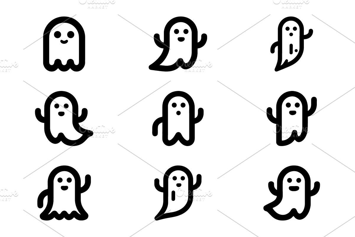 Minimal Halloween Ghost Icons, an Outline Icon by Vectorium Studio