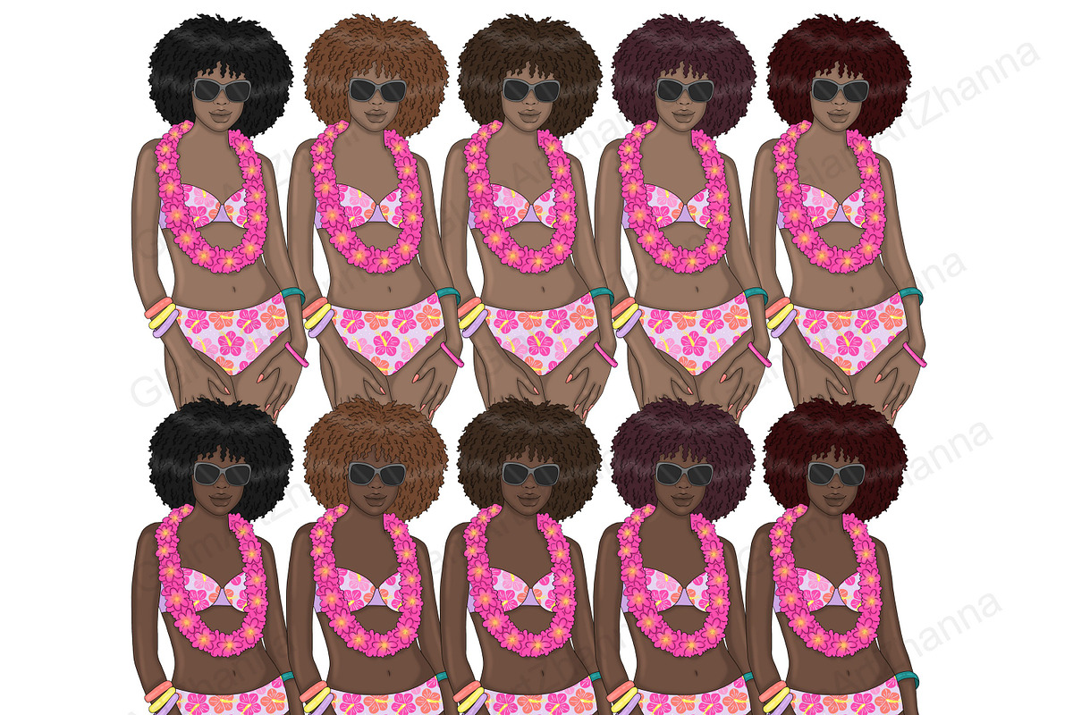 Aloha Girls | Summer Clipart, a Person Illustration by GlamArtZhanna (Photo 2 of 5)