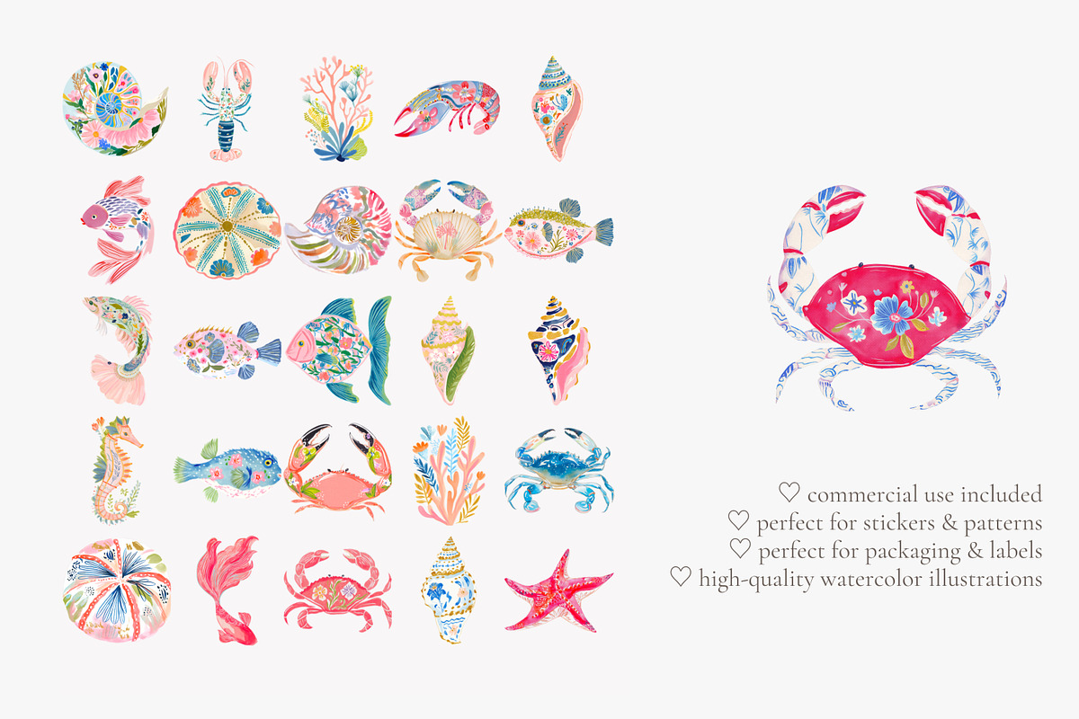 Tropical reef clipart set, a Decorative Illustration by Patishop Art (Photo 6 of 10)