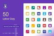 Labor Day Flat Round Icons, an Icon by IconBunny (Thumbnail 1 of 2)