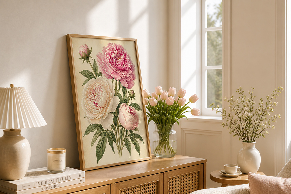 Vintage Peony Wall Art, a Decorative Illustration by elfy creative (Photo 3 of 5)