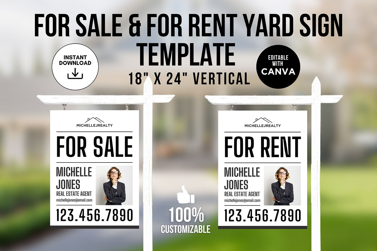 Real Estate for Sale Yard Signs, a Marketing Template by CreativeVinesStore (Photo 1 of 5)