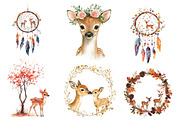 Watercolor Fawn & Doe Clipart, an Illustration by CreationArt (Thumbnail 4 of 5)