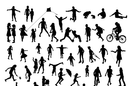 silhouettes of children