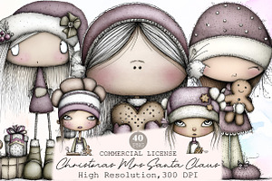 Sweet Cute Christmas Mrs Santa Claus, an Illustration by Sublimation Artist
