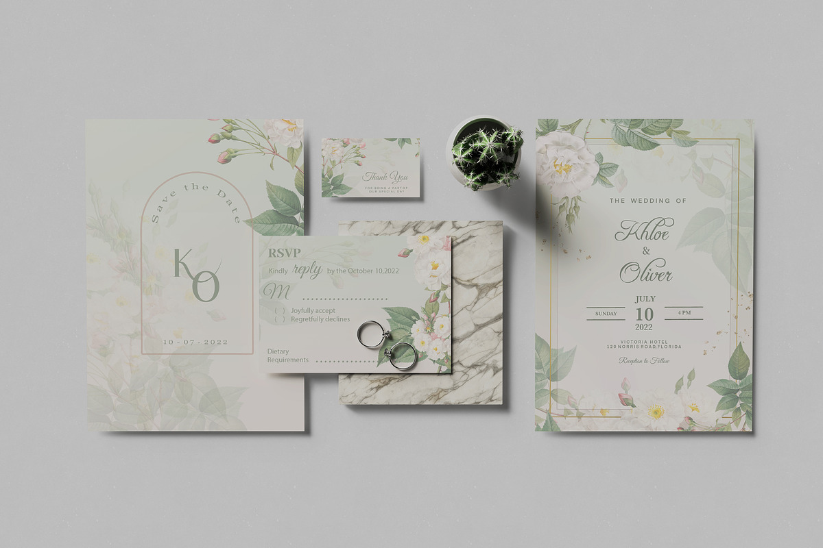 Wedding Invitation Stationery Mockup, a Print Template by bimockup (Photo 3 of 9)