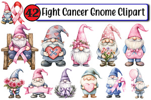 Fight Cancer Gnome Clipart, an Illustration by Design Market
