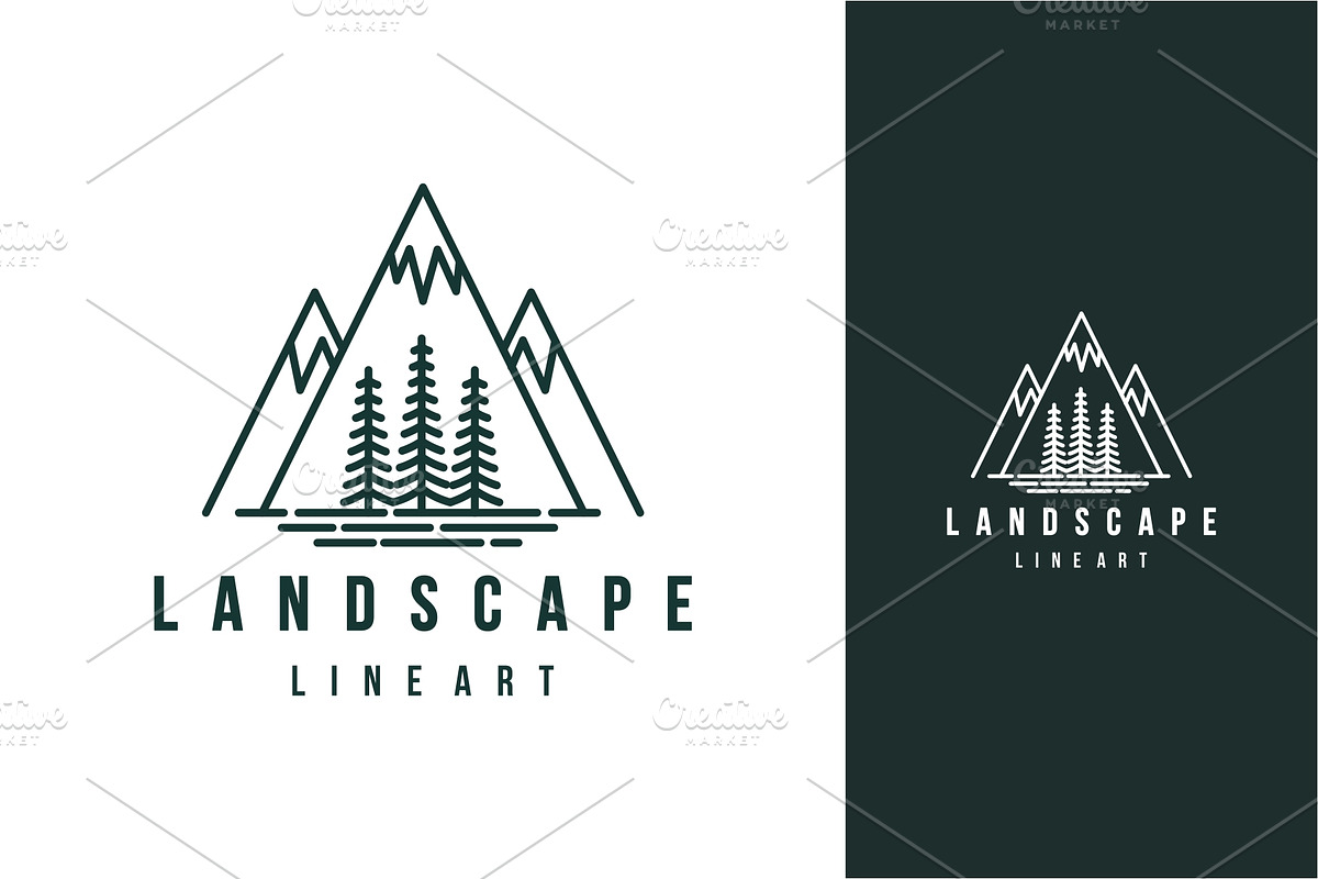 pine tree and river logo vector, a Branding & Logo Template by jundio studio
