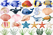 Watercolor Under The Sea Clipart Set, an Illustration by CropUp Creative (Thumbnail 3 of 5)