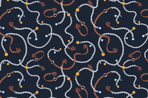 Gold, Silver Chains Seamless Pattern