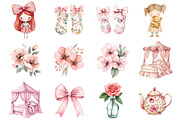 Watercolor Little Coquette Clipart, a Seasonal Illustration by CitraGraphics (Thumbnail 3 of 7)