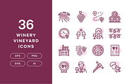 36 Winery Vineyard Icons, an Icon by Furnace (Thumbnail 1 of 5)