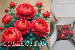 SET Beautiful Peony Flower Wild Natu, a Graphic by IrySha