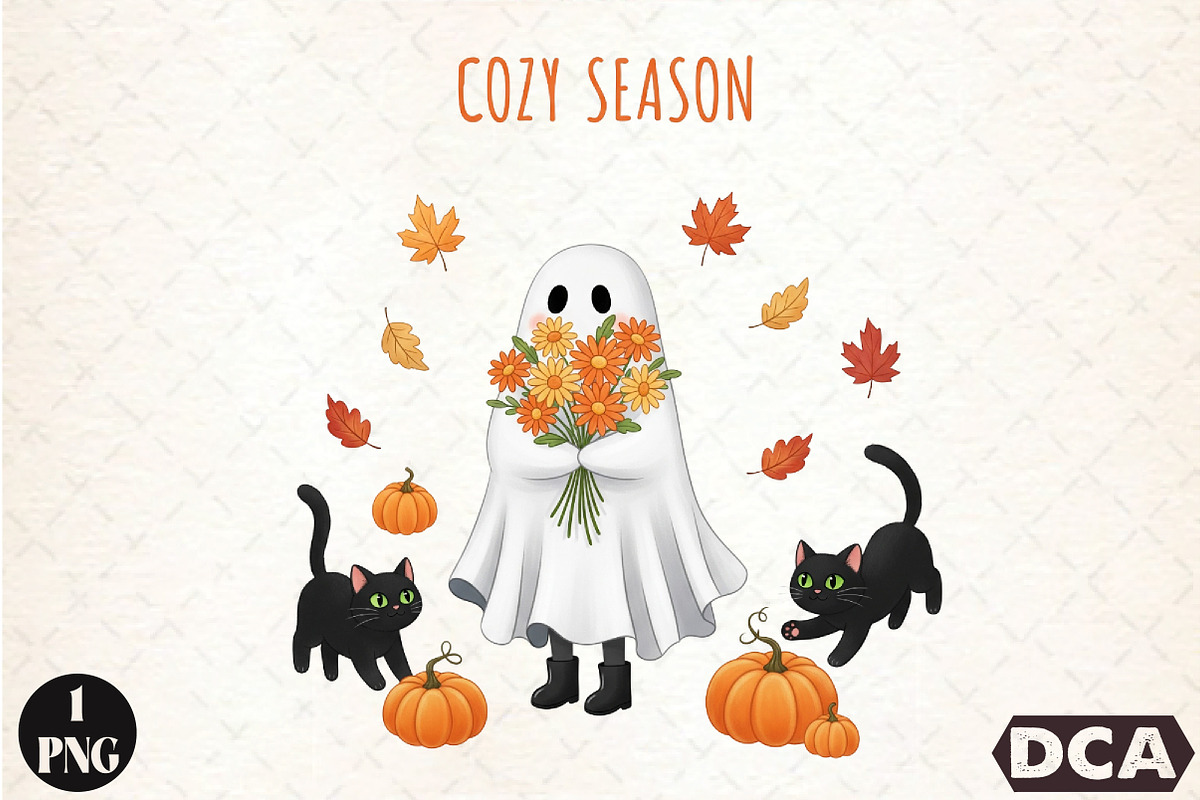 Cozy Season Png,Ghost Cat Png, an Illustration by DreamCafeArt (Photo 1 of 7)
