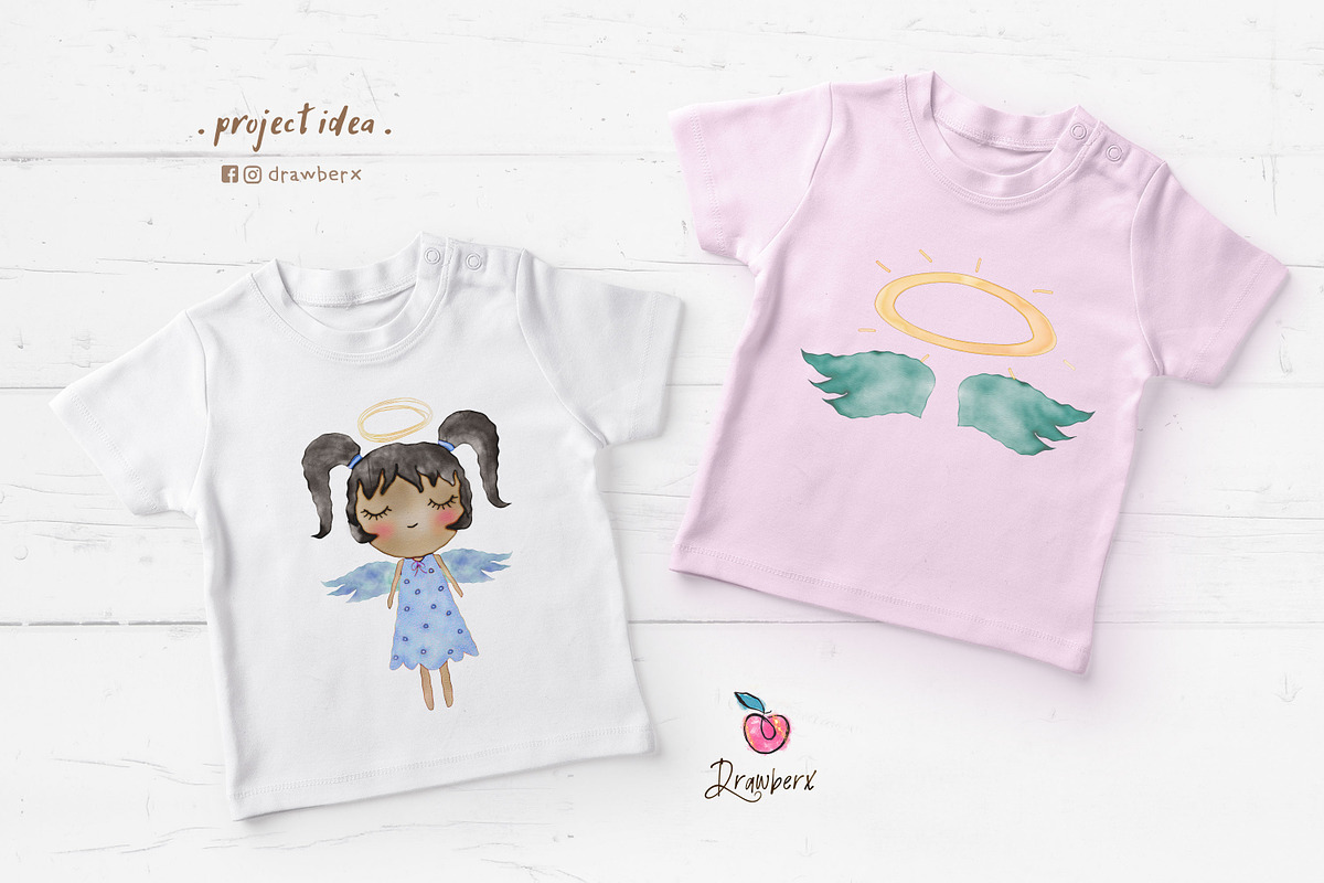 Baby Girl, Watercolor Angels png 030, an Illustration by Drawberx (Photo 7 of 9)