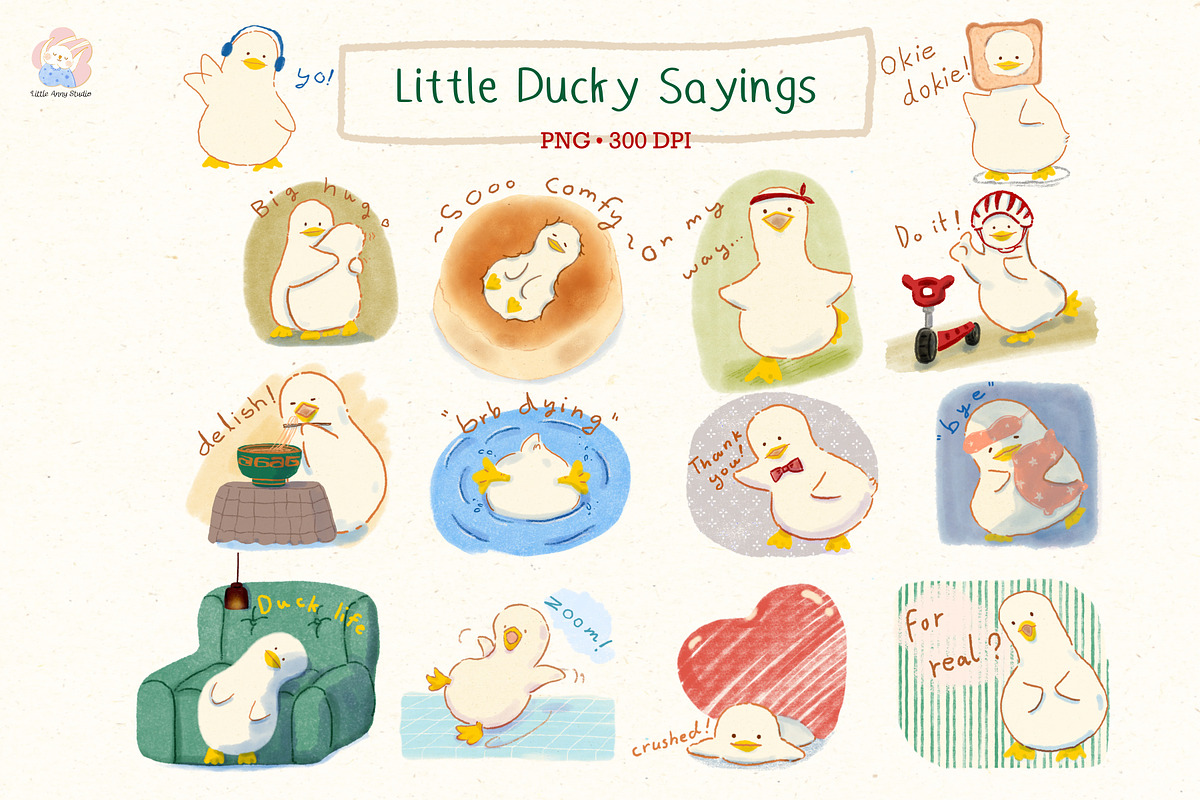 Little Ducky Clipart & Sayings Set, a Decorative Illustration by Annyillustration (Photo 3 of 5)