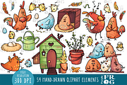 Charming Chickens - Digital Clipart, an Animal Illustration by Purple Frog (Thumbnail 2 of 4)