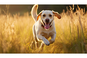 tongue yellow lab dog ai generated, an Animal Photo by pikepicture