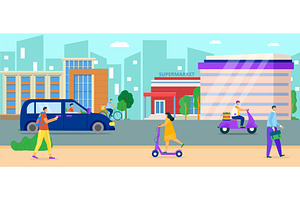 City Urban Road, Vector Illustration