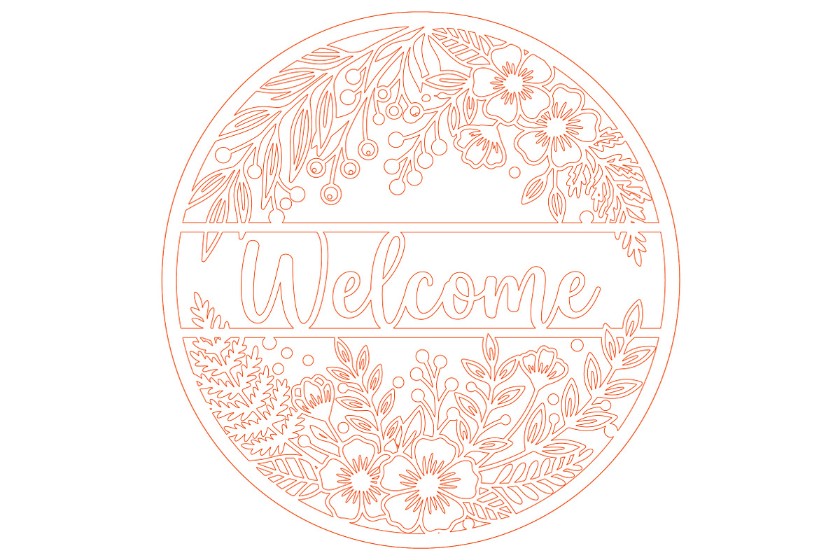Floral Welcome Hanger Laser Cut SVG, an Object Graphic by Rose Art (Photo 2 of 2)