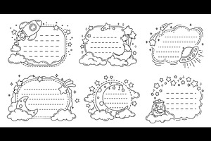 Space kids memo notes frames