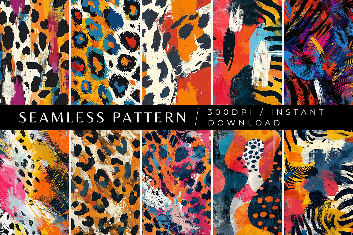 10 Abstract Animal Seamless Patterns, a Pattern Graphic by Inknfolly (Photo 1 of 7)