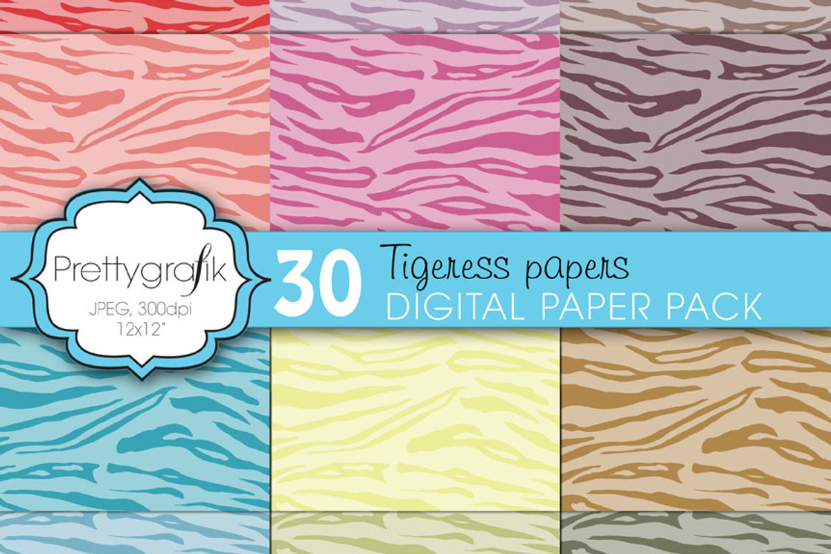 tiger animal print digital paper