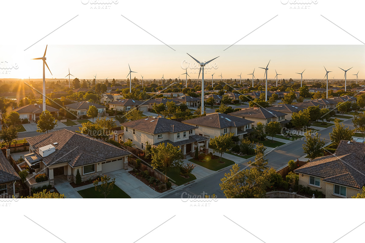 Suburban neighborhood with wind, an Illustration by tilialucida