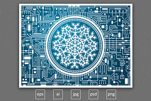 IT Christmas card with snowflake