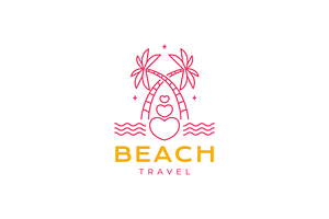 beach vacation holiday line logo, a Branding & Logo Template by devastd