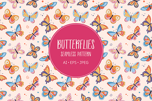 Decorative butterflies pattern, an Illustration by Cmeree