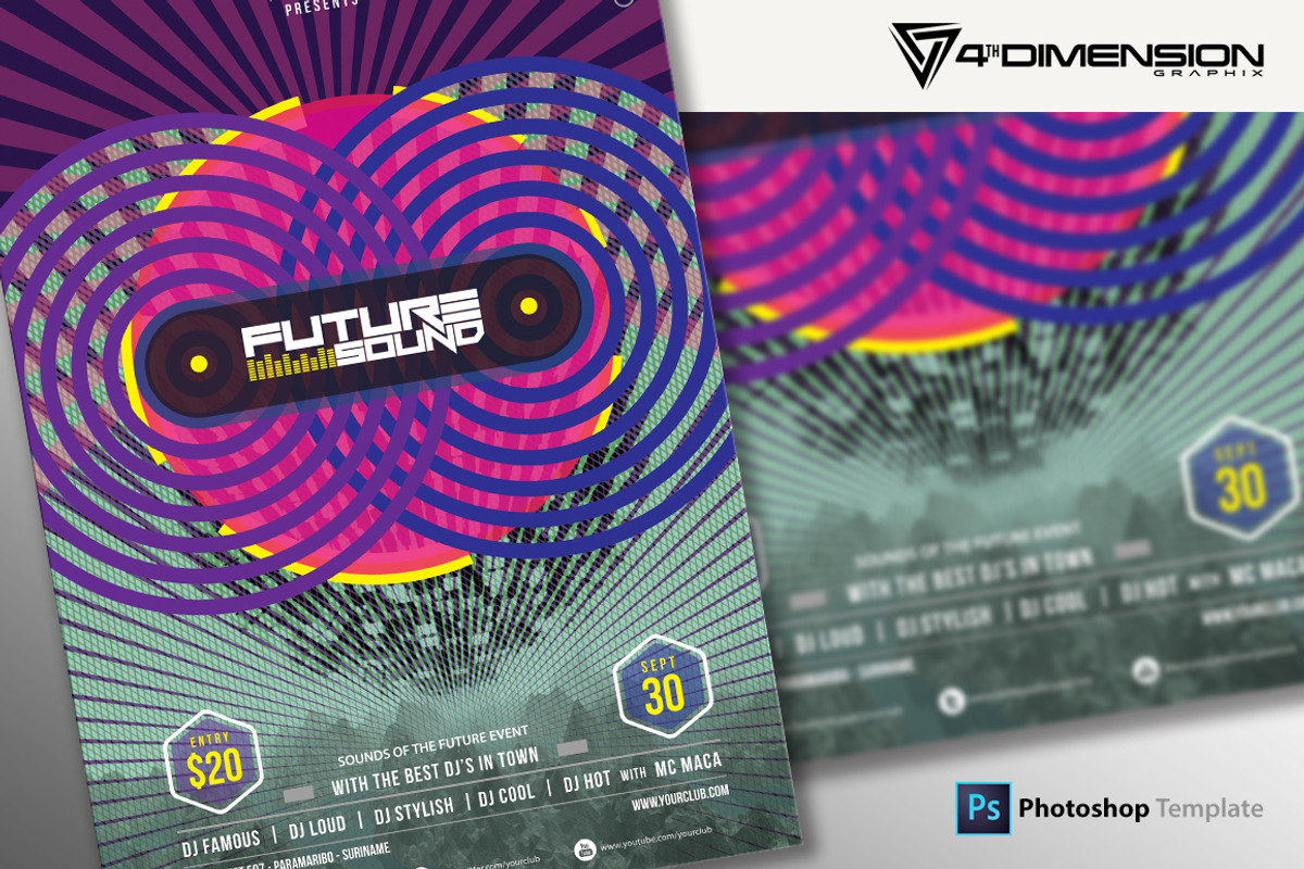 Future Sound A4 Flyer Template, a Flyer Template by Ravi Rajcoomar (Photo 2 of 3)