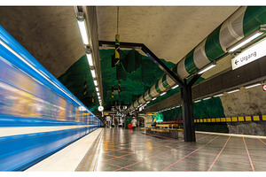 Train leaving huvudsta metro station in stockholm featuring stockholm, a Transportation Photo by Leonid Andronov