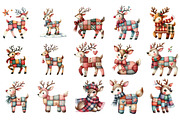 Whimsical Patchwork Reindeer Clipart, an Illustration by Designking (Thumbnail 2 of 5)