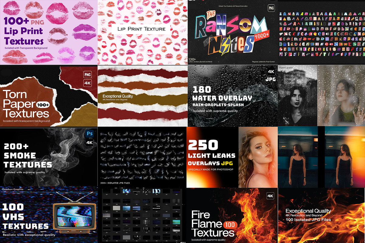 Mega Overlays Bundle, PNG/JPG bundle, a Texture Graphic by Chipshpow Graphics (Photo 6 of 8)